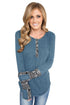 Sexy Blue Women's Floral Printed Casual Flare Tunic Tops